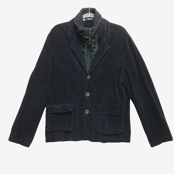 DSQUARED2 Jacket Mens XL Black Corduroy Zip Out Bib Coat